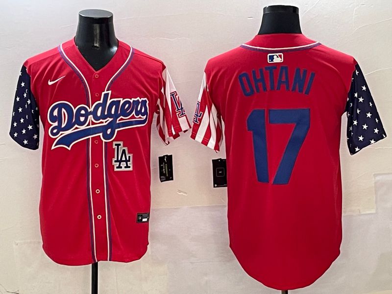 Men Los Angeles Dodgers #17 Ohtani Red a generation of national flags Joint name 2025 Nike MLB Jersey style 23->los angeles dodgers->MLB Jersey